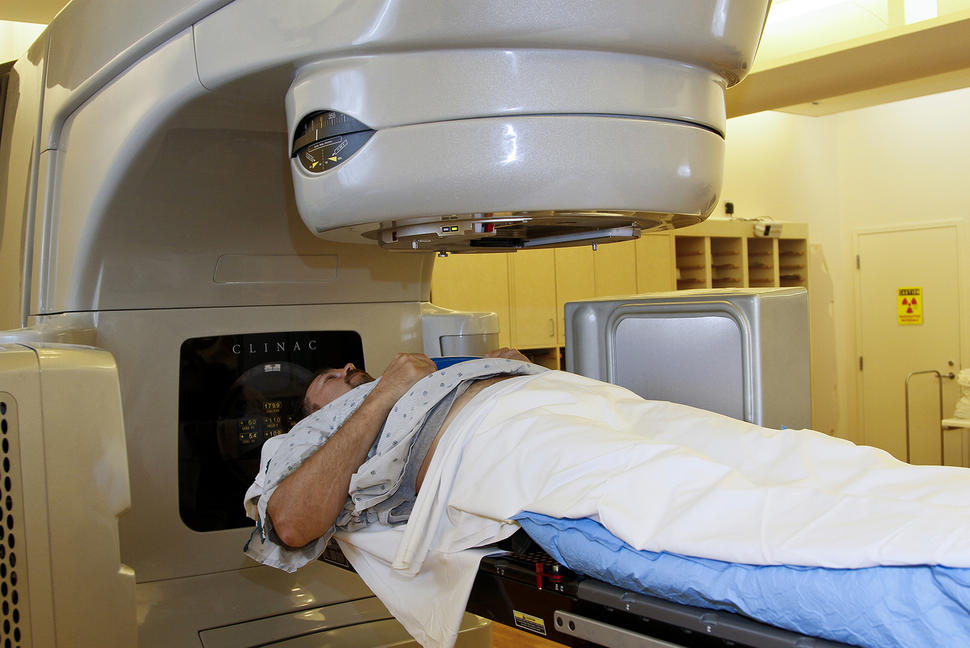 Man receiving radiation therapy