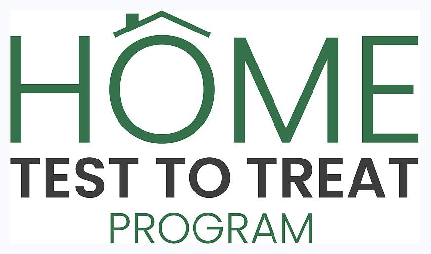 Home Test to Treat Program, Powered By eMed. Above the “o” in “Home,” there is a simple illustration of a roof and chimney. Home Test to Treat Program, Powered By eMed. Above the “o” in “Home,” there is a simple illustration of a roof and chimney.