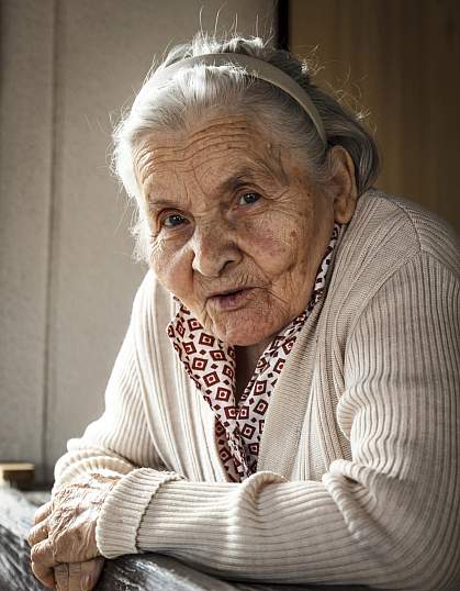 A photo of an elderly woman