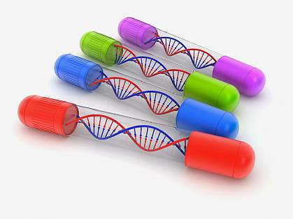 DNA helixes in pill capsules.