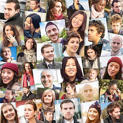 Collage of diverse faces.