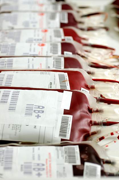 Blood transfusion bags.