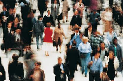 Grainy image of pedestrians Grainy image of pedestrians