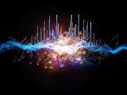 Abstract image of lights and soundwaves Abstract image of lights and soundwaves