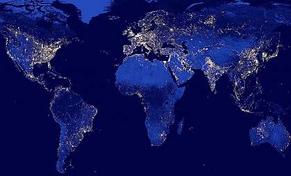 Lights on Earth at night