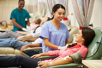 People donating blood