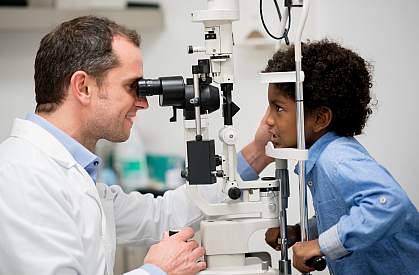 Boy getting an eye exam