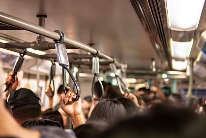 Crowded subway train