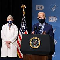 President Joe Biden gives remarks at NIH.