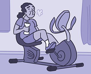 Illustration of a person working out on an exercise bike