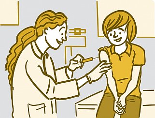 Illustration of a woman getting a vaccination