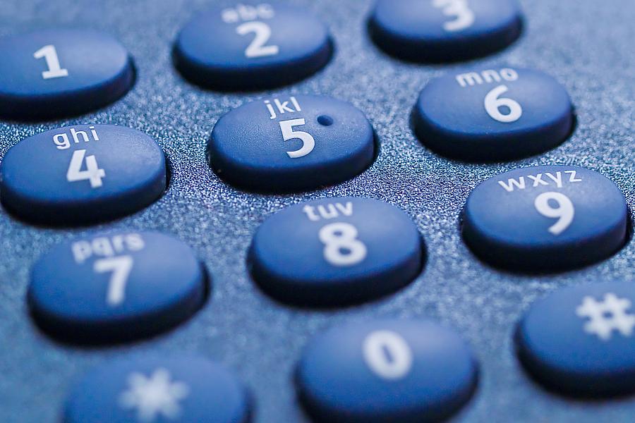 Close-up of a teleconferencing number pad
