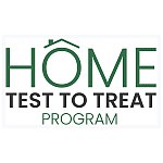 Home Test to Treat Program, Powered By eMed. Above the “o” in “Home,” there is a simple illustration of a roof and chimney
