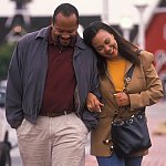 Photo of an African-American couple walking together - cropped